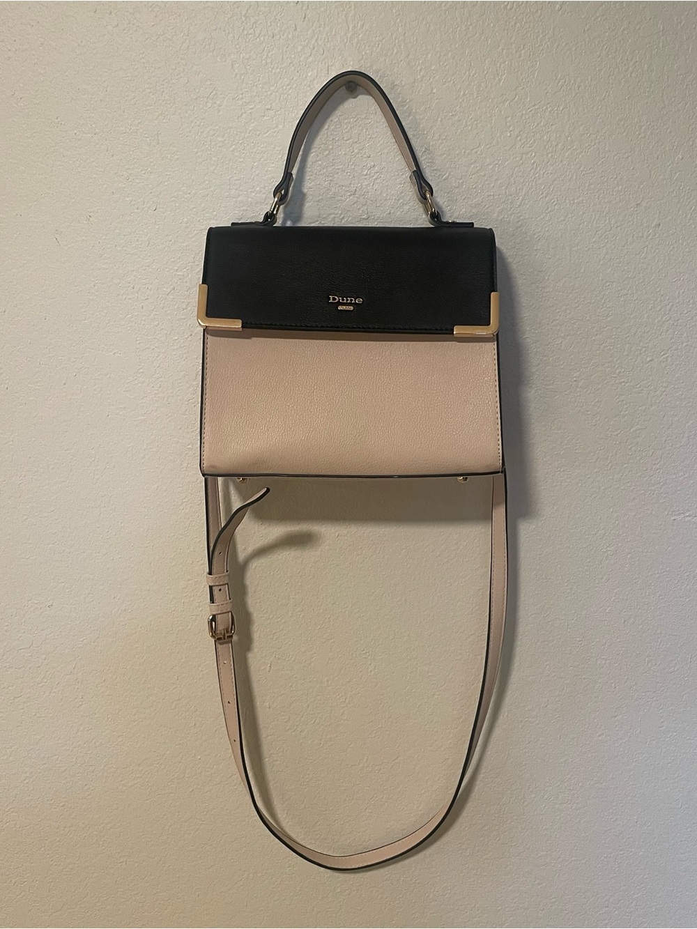 Dune London Two-Tone Black and Cream Top-Handle Bag
